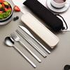 4Pcs Portable Tableware Set Stainless Steel Knife Fork Spoon Chopsticks Travel Tableware With Box Picnic Camping Cutlery Set