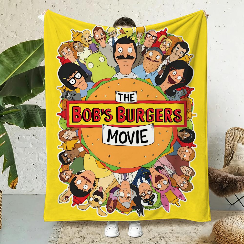 Cartoon Bobs Burgers Anime Throw 240g Flannel Blanket Lightweight Soft Skin-friendly Summer Thin Throw Blanket