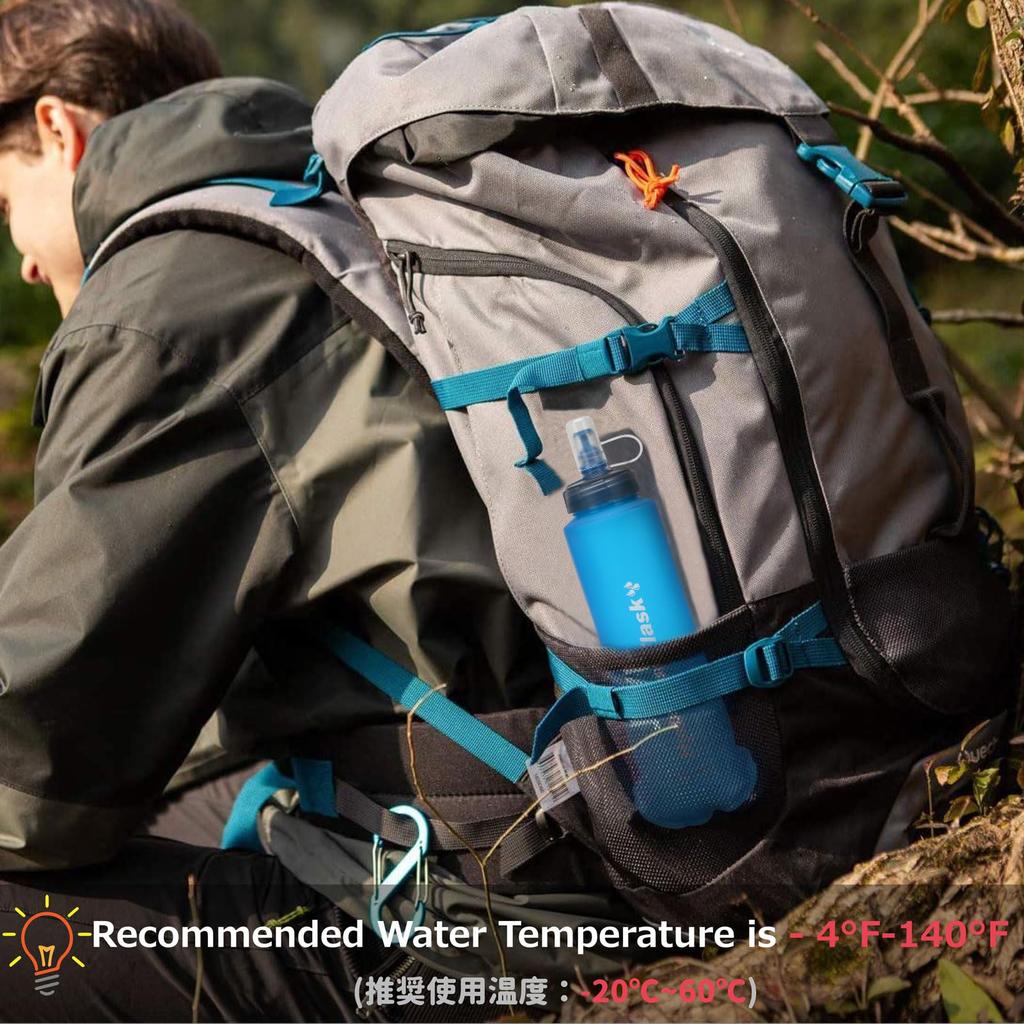 Azarxis Soft Flask Running Easy to Wide Mouth Water Bottle for and Emergency Preparedness Bottle, 500ml, Foldable, Lightweight, Clean, Hydration,