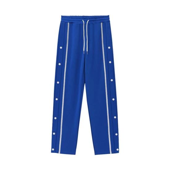 Men Casual Pants Loose Side Pockets Drawstring Elastic Waist Side Button Closure Plus Size Solid Color Gym Traning Beach Sweatpants Long Trousers