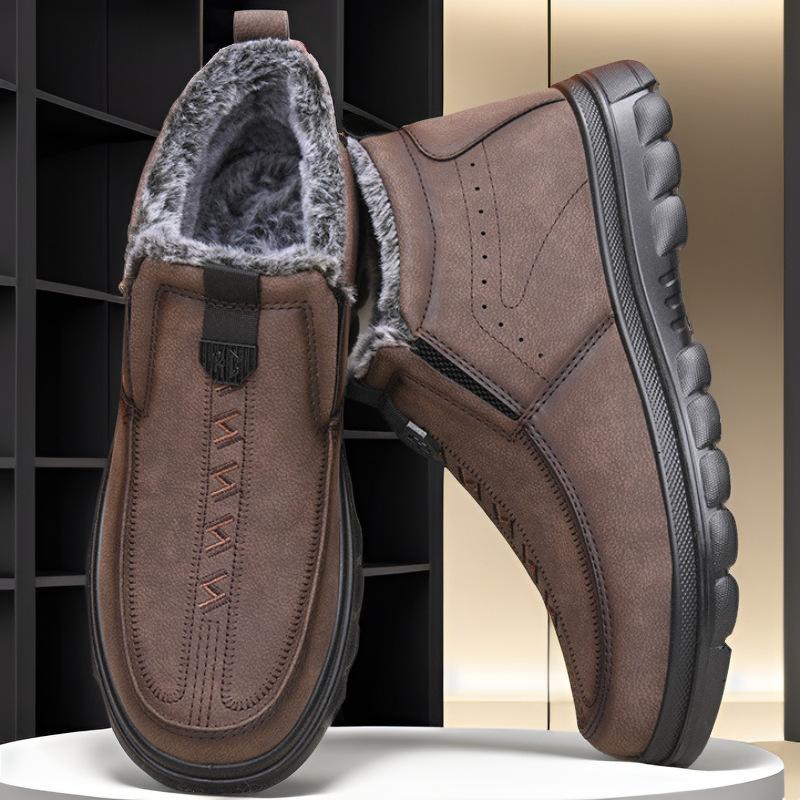 2025 winter new old Beijing cloth shoes men's large size cotton shoes thickened and thickened thick sole one pedal middle-aged and elderly men's shoes