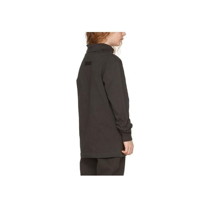 Fear of God Essentials SS22 Iron 1977 Series Digital Print Mock Neck Long Sleeve T-Shirt Kids Tops Black-Iron FOG-SS22-255