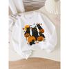 European sizes Girls' Long-Sleeve Crewneck Sweatshirt "Black Cats Pumpkins" Printed Top, Casual for Celebrations & Everyday Wear