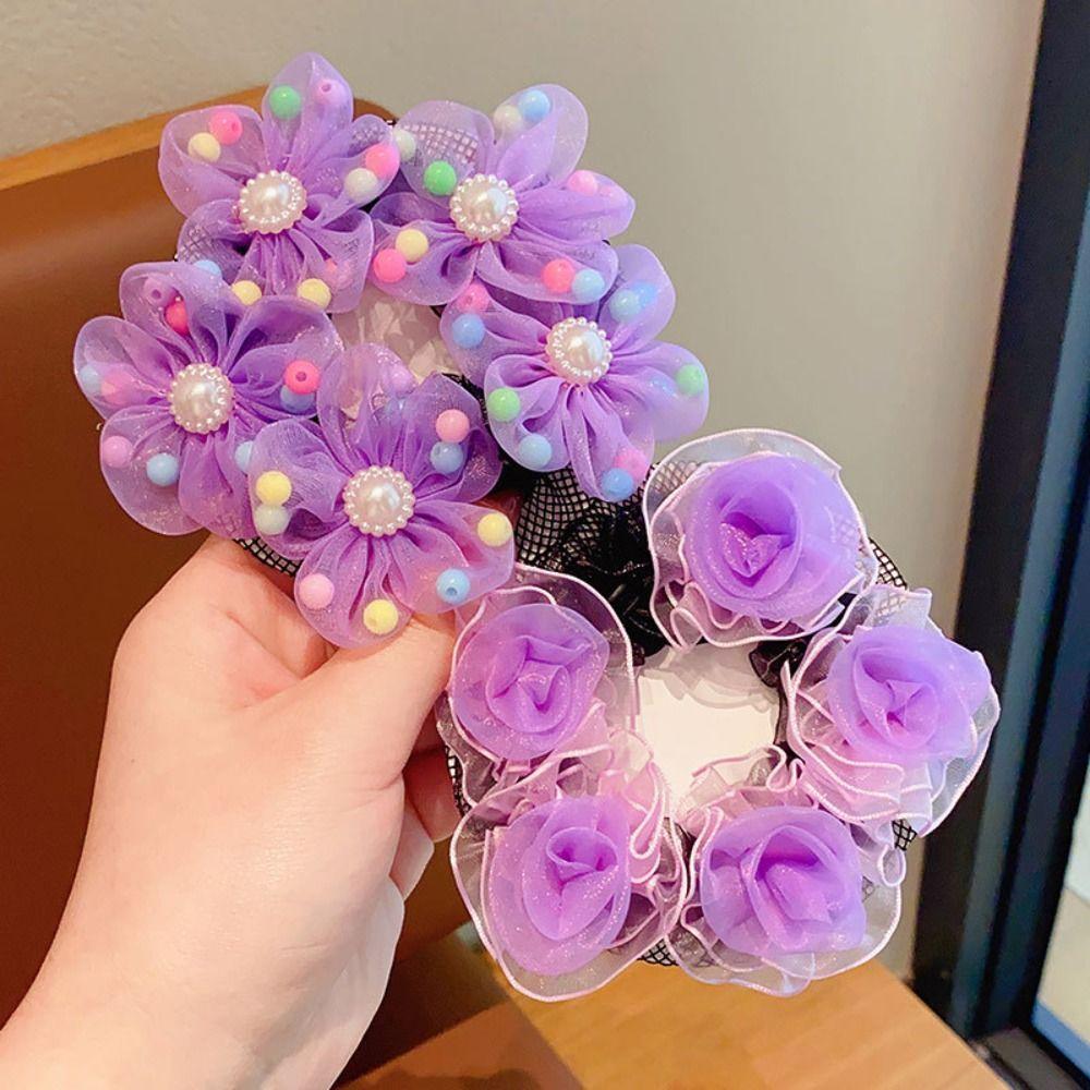 Perlenblume Haarnetz Regenbogen Ballett Dutt Haarnetz Unsichtbar Kinder Duttnetz Ballett Tanz