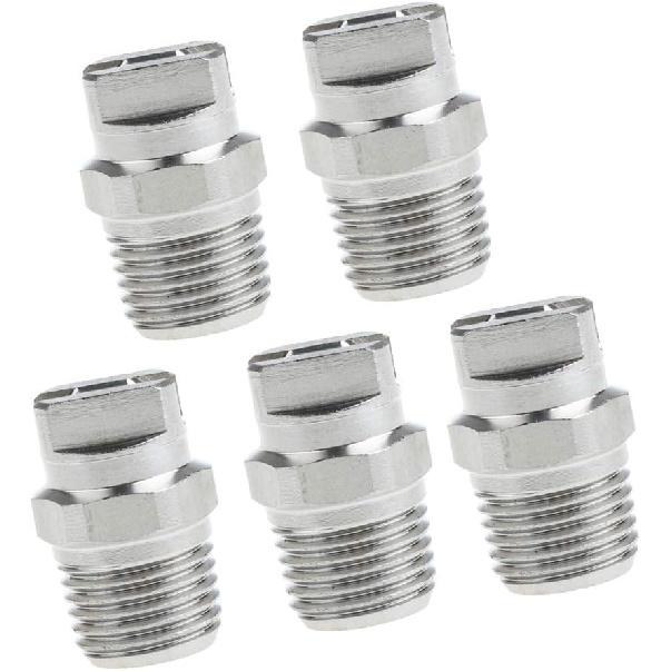 Baosity 5 Pieces 1/4 Inch High Pressure Washer Spray Fan Nozzle Tip 65 Degree Stainless Easy To Install