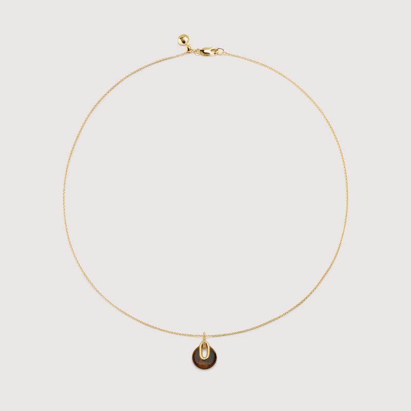 Personalized Necklace Fashion Bluestone Pendant Necklace Clavicle Chain Electroplating 18K Gold Color Retention