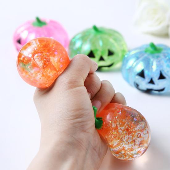 Halloween Pumpkin Head Squeeze Toy Anxiety Stress Relief Pumpkin Pinch Sensory Toy Teens Adults Soft TPR Calming Pumpkin Fidget Toy