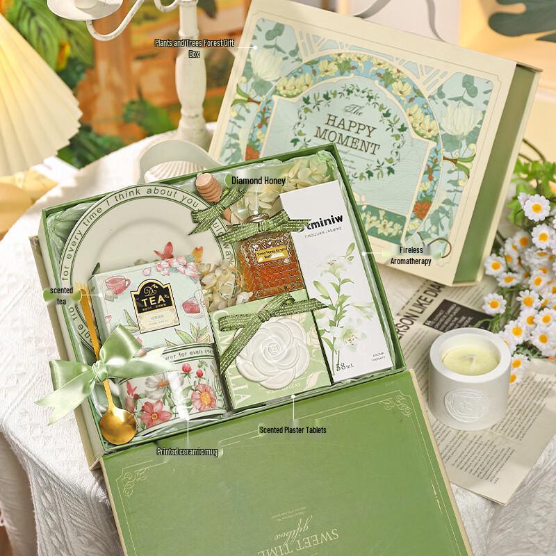 Romantic Forest Series Printed Ceramic Mug & Saucer Set Set 06