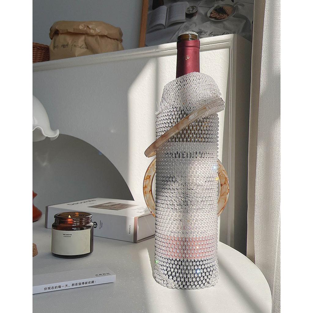 Handcrafted Wine Tote Handmade Wine Sleeve Marble Resin Handle Water Bottle Holder Practical Insulation Cup Bags