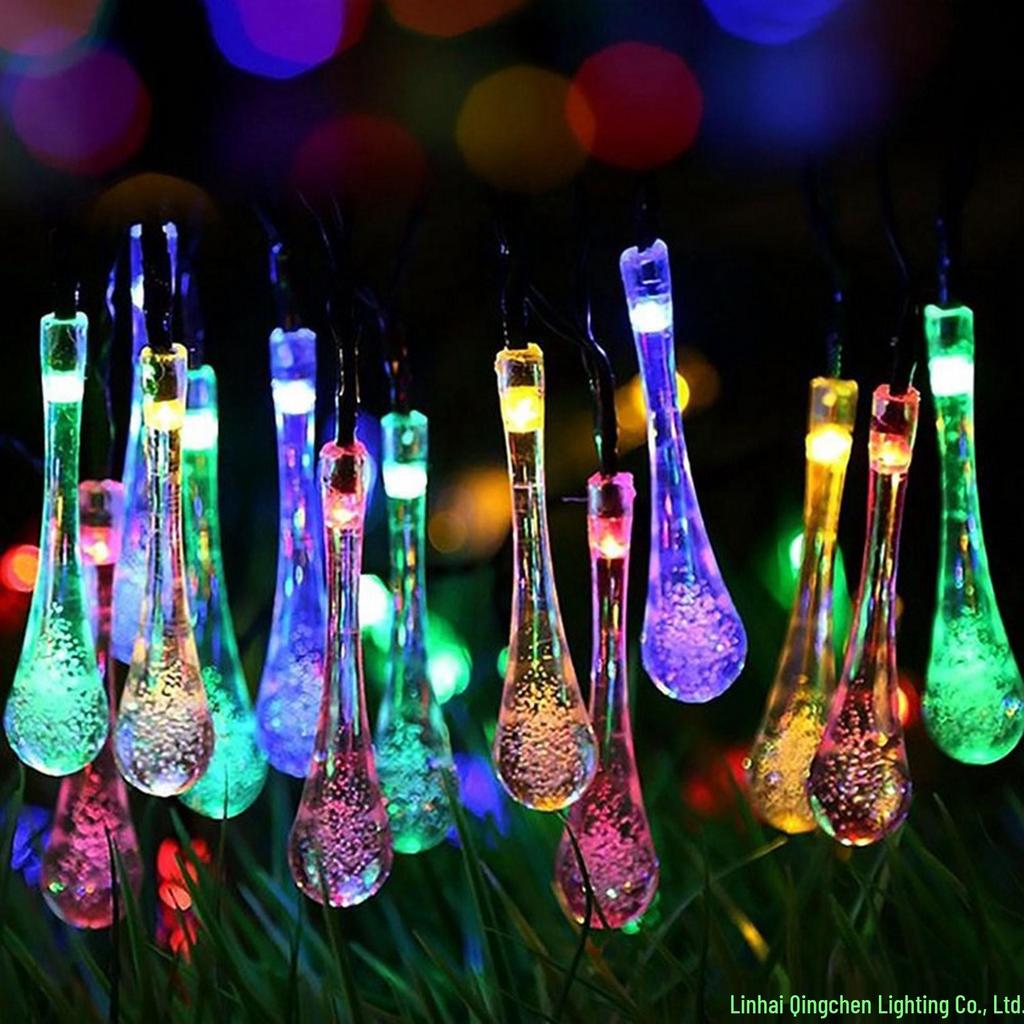 Solar LED Water Drop String Lights, Battery/USB, Waterproof, Indoor/Outdoor Festival Decoration
