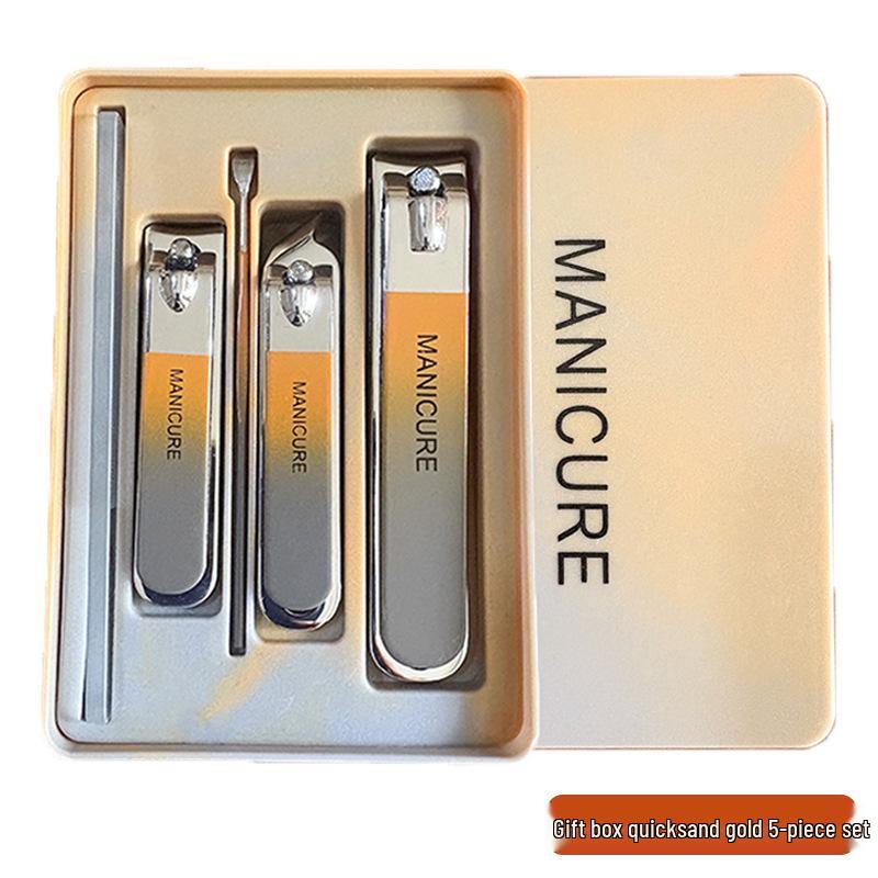 Stainless Steel Nail Clippers Set: Portable Mani-Pedi Tools with Ear Pick, Pedicure Knife, Oblique Clippers, and Dead Skin Scissors.