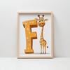 Plakat Żyrafa I Litera F Plakat Żyrafa I Litera F, 30X40 Cm, Rama Drewniana Jasny Dąb, Papier Matowy 230 Gsm