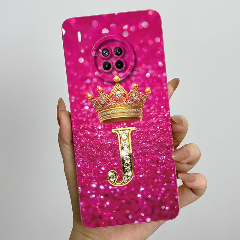For Huawei Nova 8i Honor 50 Lite Crown Initial Letter Couple Phone Case Nova8i Honor 50Lite Soft Silicone TPU Protective Casing