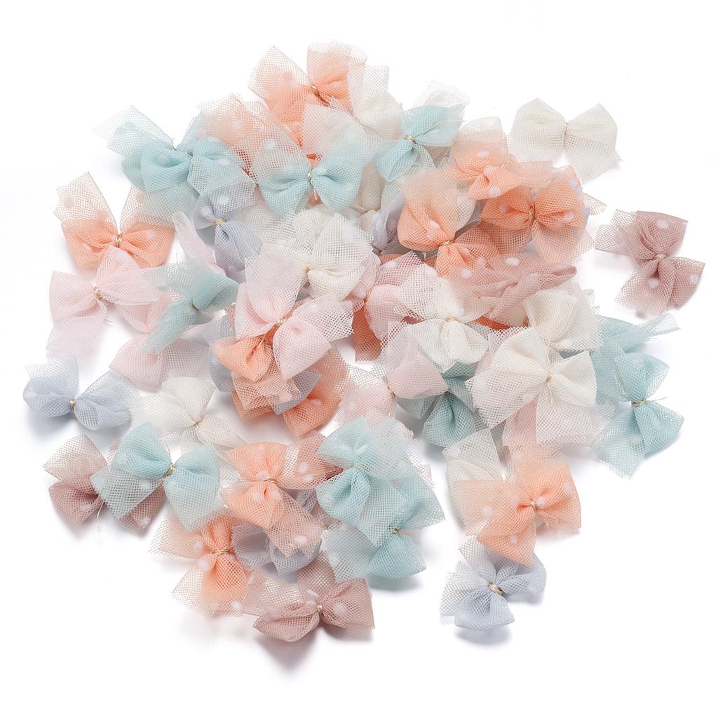 10pcs/lot Mini Mesh Bows Headwear Fresh Cute Color Loose Bow Beads for Craft Handwork Decoration DIY Hairpins Earrings Material