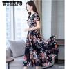 WTEMPO Large Size Dress Long Skirt Female Summer Fashion Fashion Over the Knee Was Thin
