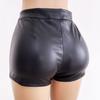 Plus Size Black High Waist Leather Shorts for Women - Sexy, Hip-Hugging, Elastic PU Leggings for Autumn/Winter.