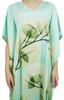 Bimba Women's Floral Satin Long Kaftan Dress Aqua Blue Maxi Caftan