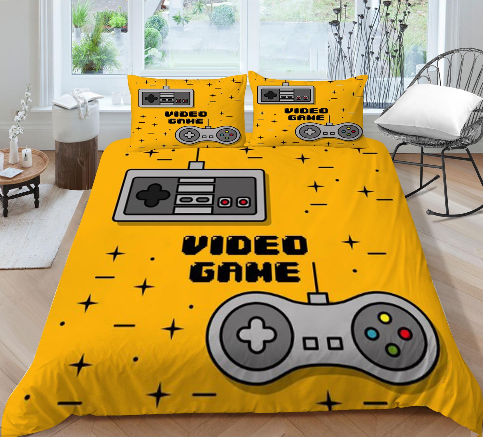 

Роскошный домашний постельный комплект с 3D-рисунком игрового геймпада, полный размер, пододеяльник и наволочка для мальчиков и мужчин, любителей игр, для комнаты геймера, спальни EU Single 135x200cm
