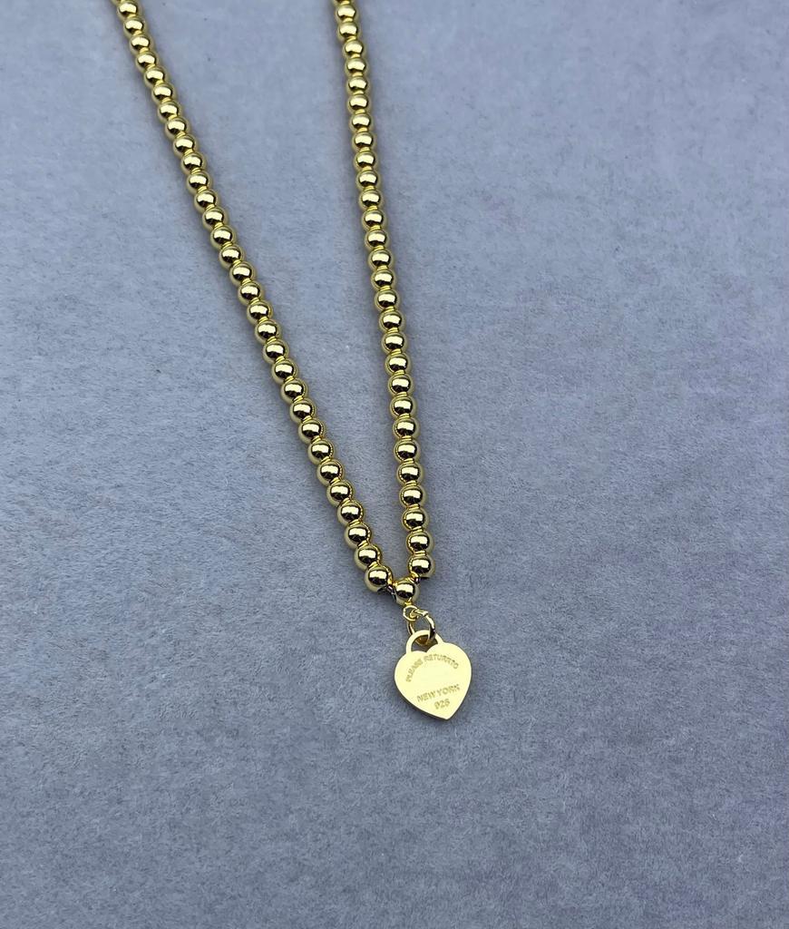 Love Tag Round Bead Necklace Women's Light Luxury European and American Trend Jewelry