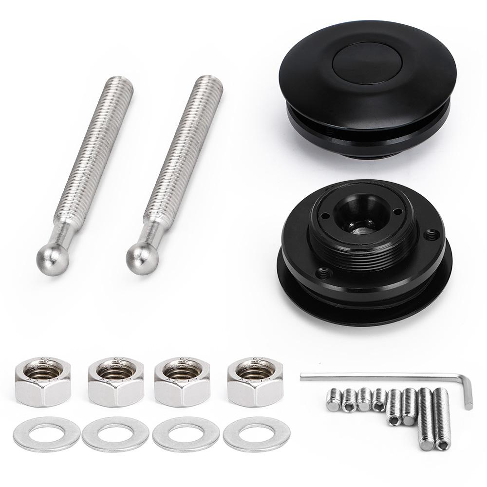 Sport Universal-Druckknopf Billet Motorhaubenstifte Schlossklammer-Kit Auto Schnappverschluss Neu Für FORD Mustang 4.6L V8 96-04 PQY-HP31BK