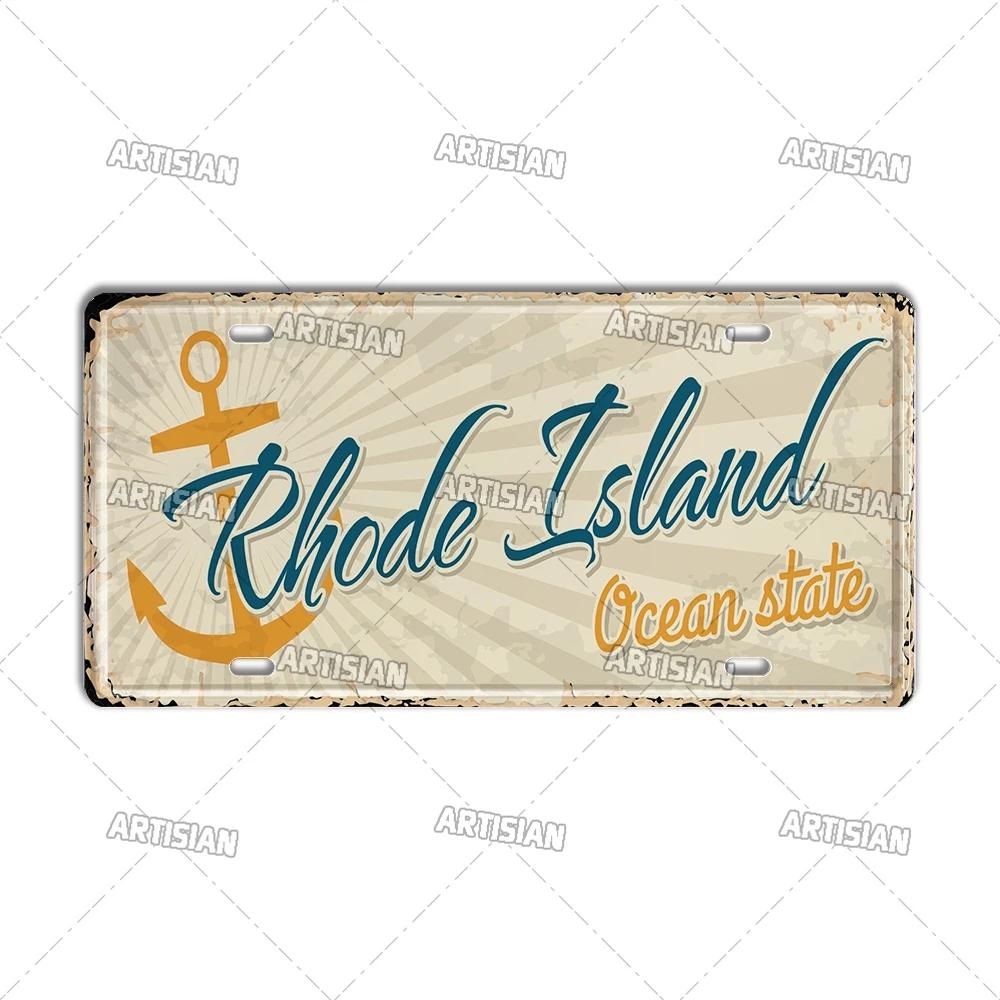 Artisian USA Car Plate Landmark Tin Sign US City State Metal Plaque Wall Decor Garage Bar Pub Club Hotel Cafe Kitchen Home