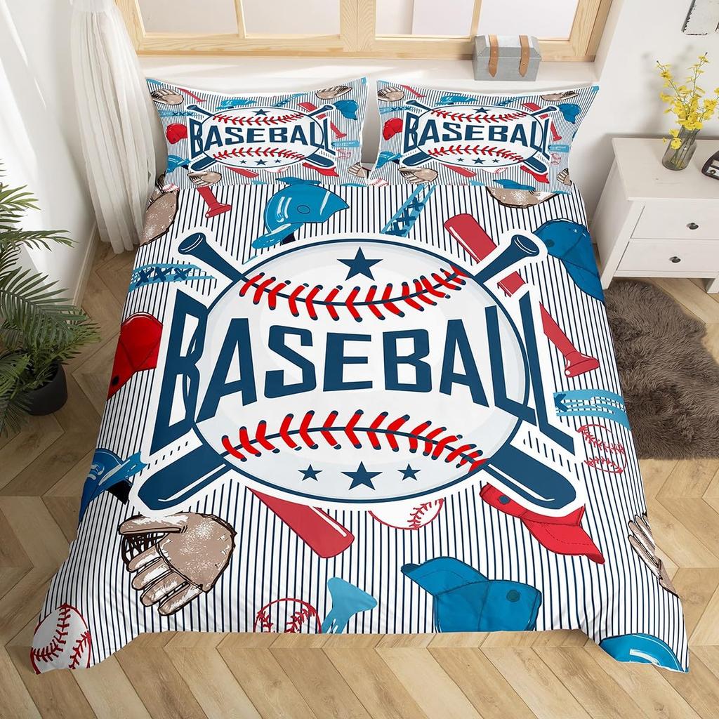 Baseball Weiche Bettdecke Sport Thema Bettwäsche Set 3D Ball Muster Warme Deckenhülle für junge Mädchen Kinder Schlafzimmer Dekoration Baseball Spiele