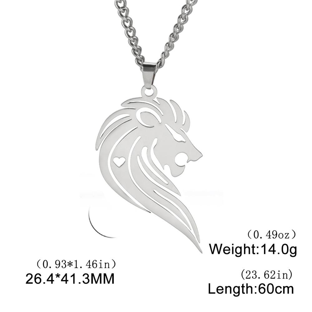 My Shape Lion King Crown Pendent Necklaces for Men Boys Stainless Steel Punk Animal Wolf Charms Choker Chains Hip Hop Jewelry