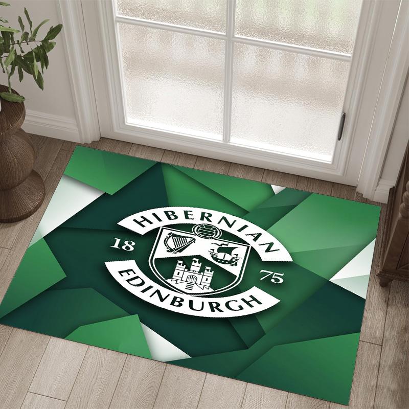 Hibernian FC Design Kristall Samt Teppich Gemütlich Nicht?Rutschfester Teppich mit Aufdruck für Schlafzimmer Wohnzimmer Eingang