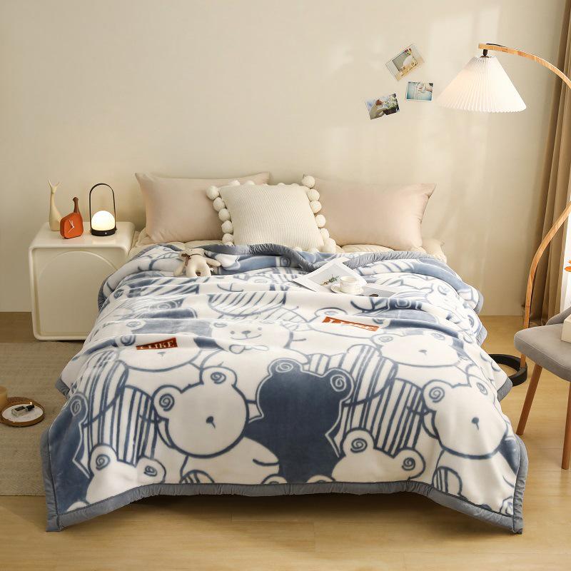 Pogrubiony koc Raschel - Super miękki dwuwarstwowy koc zimowy na prezent