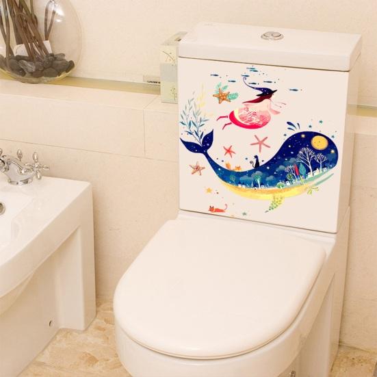 Toilet Sticker Strong Adhesive Vibrant Color Cartoon Pattern Wall Decal Home Bathroom Decoration