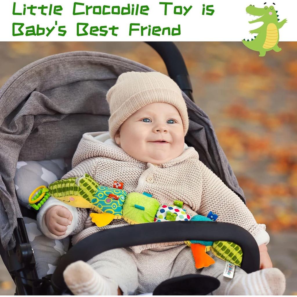 Baby Toys,Tummy Time Baby Toys with Rattles, Crinkle, Newborn Baby Musical Toys for Infant 0 3 6 9 12 Months Boys & Girls-Alligator