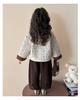 Girls' Fleece-Lined Fur Coat and Pants Set - Autumn/Winter Fashionable One-Piece Sweater Coat.