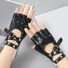 Coole Nieten Gürtel Handgelenk Handschuhe Punk Fahrhandschuhe Unisex Halbfinger Handschuhe Rock-and-Roll