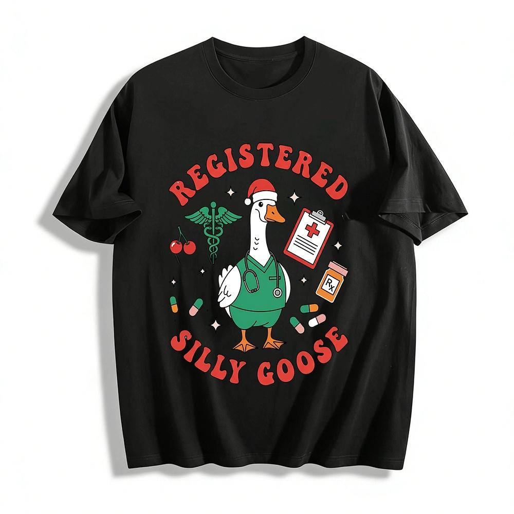Registered Silly Goose Christmas Medical Themed Print Top Pure cotton T-shirt XXS
