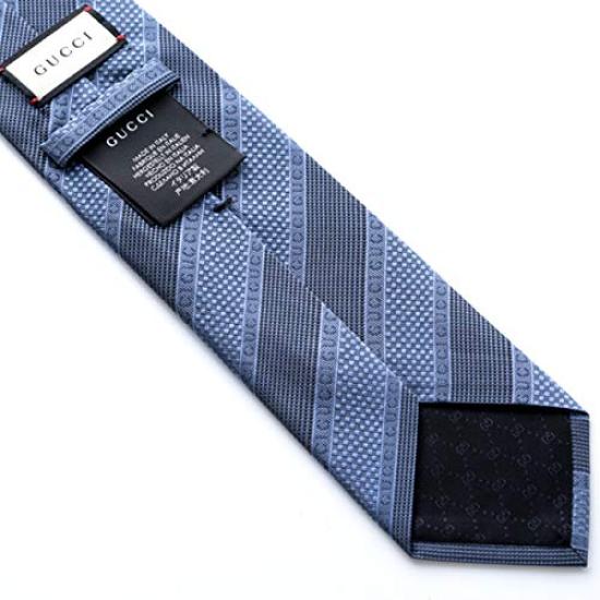 Gucci Gravata Listrada Azul GUJ-833 [Usada]