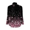 Women's Loose Ruffled Retro Floral Print Stand Collar Long Sleeve Cotton And Linen Top