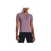 Under Armour Rush Solid Color Round Neck Short Sleeve T-Shirt Women tops Mist-Purple 1379043-500