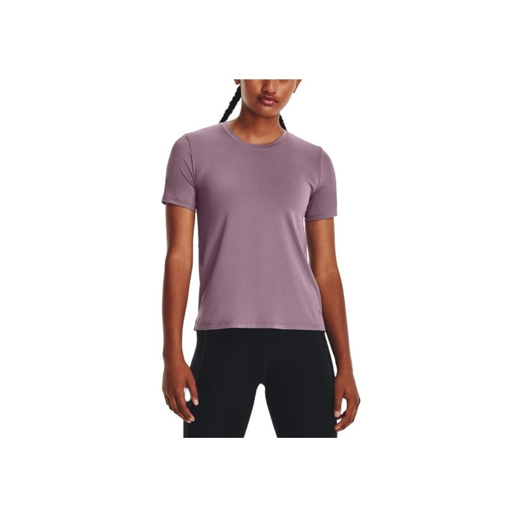 Under Armour Rush Solid Color Round Neck Short Sleeve T-Shirt Women tops Mist-Purple 1379043-500