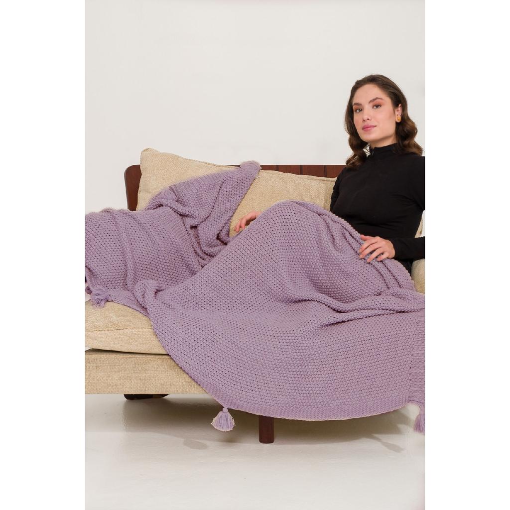 Valentinstagsgeschenk, Coco Rice, gestrickte Pompom-Strickwaren, TV-Decke, Sofa-Überwurf, Khaki