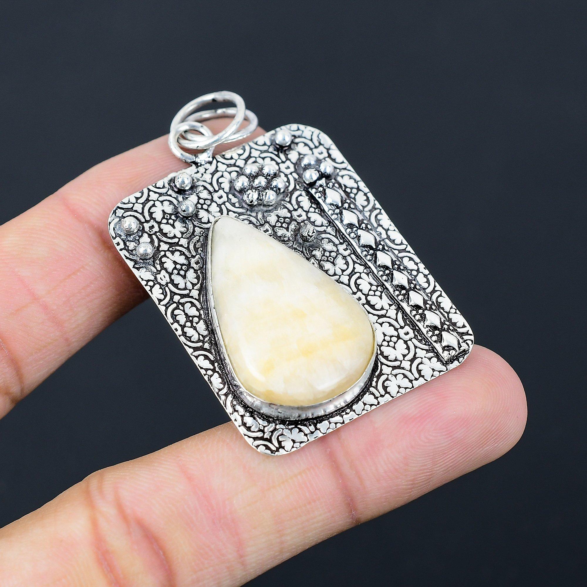 Plume Agate Gemstone 925 Sterling Silver Trendy Handmade Sister Pendant Jewelry