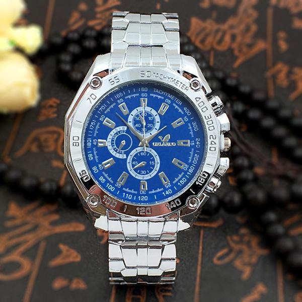 

Eyes Six Three Pin Steel Strip Wrist Watch Man Watch Quartz Watches Decoration Silver Blue
