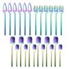Newest Orange Silver 304 Stainless Steel Dinnerware High Quality 24Pcs Cutlery Set Matte Blue Flatware Knife Fork Spoon Hanging Tableware Set