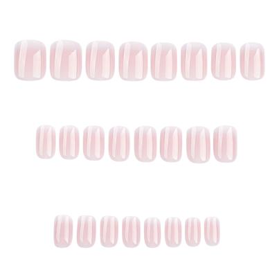Square Press, Nail Tips, Short Length With Gradient Color, Full Coverage Nude Artificial Nails, Suitable For Women And Girls, 24 Pieces ,1ml,