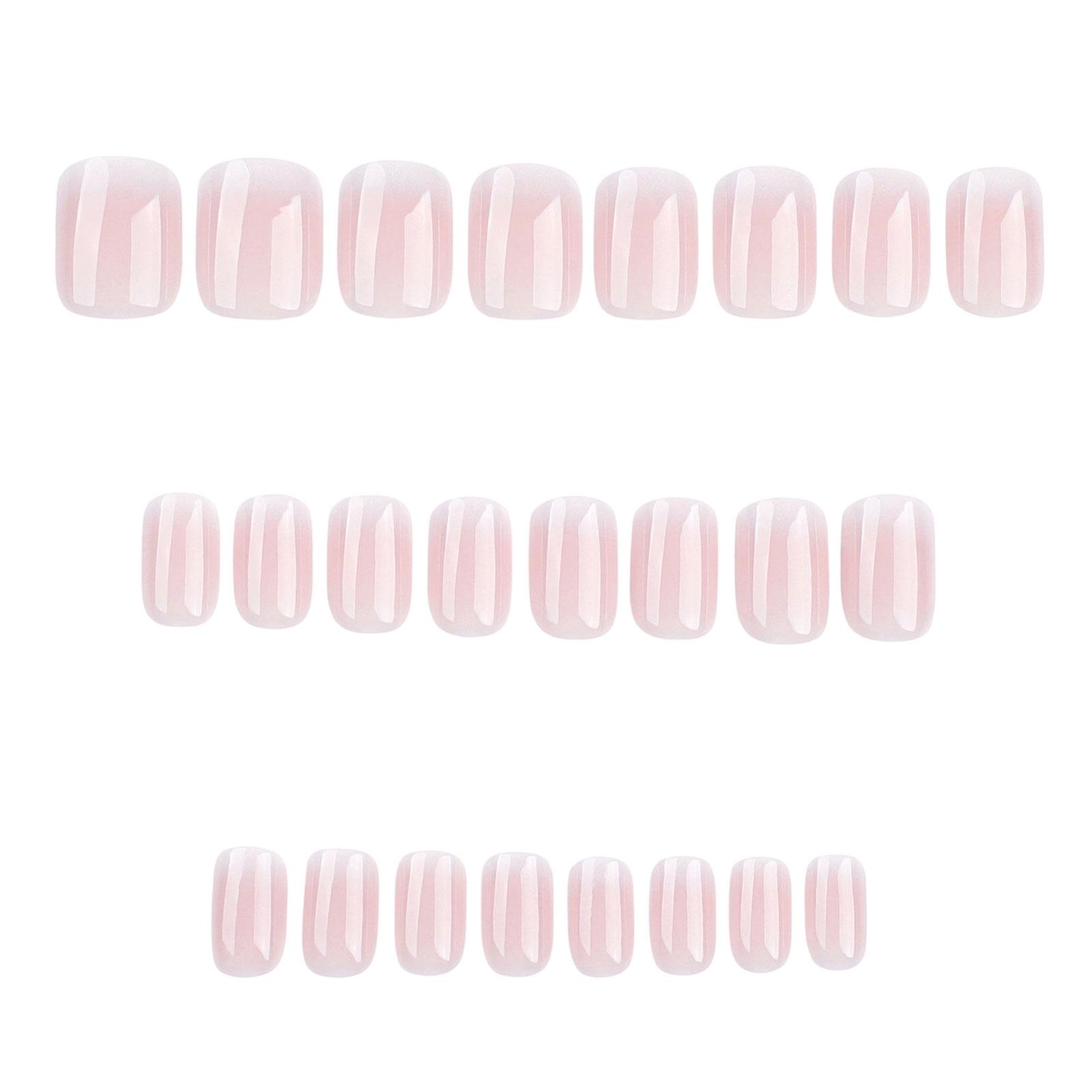 

Квадратные накладные ногти, короткая длина с градиентным цветом, полное покрытие, нюдовые искусственные ногти, подходят для женщин и девушек, 24 штуки (1мл) One Size