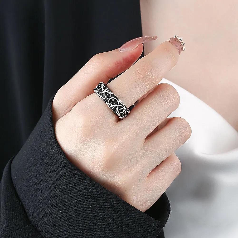 Retro Ewiger Rankenring Silberfarbe Punk Gothic Vintage Offener Ring für Männer Frauen Handgefertigter Designerschmuck Unisex-Accessoires
