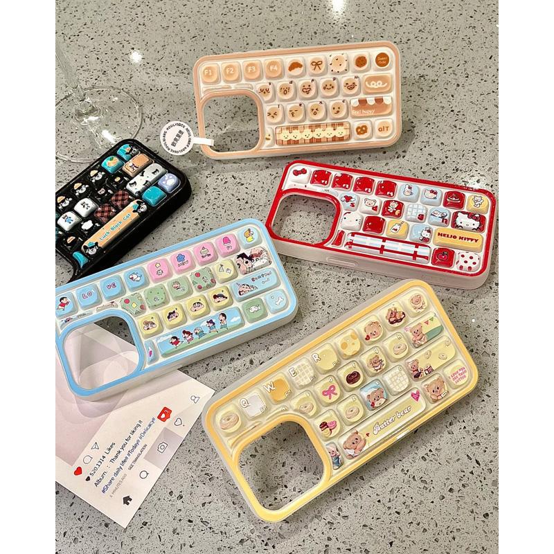 Creative Crayon Shin Shin Three Dimensional Keyboard Cell Phone Case Suitable for Apple 16promax Katy Apple 15 Protector Case