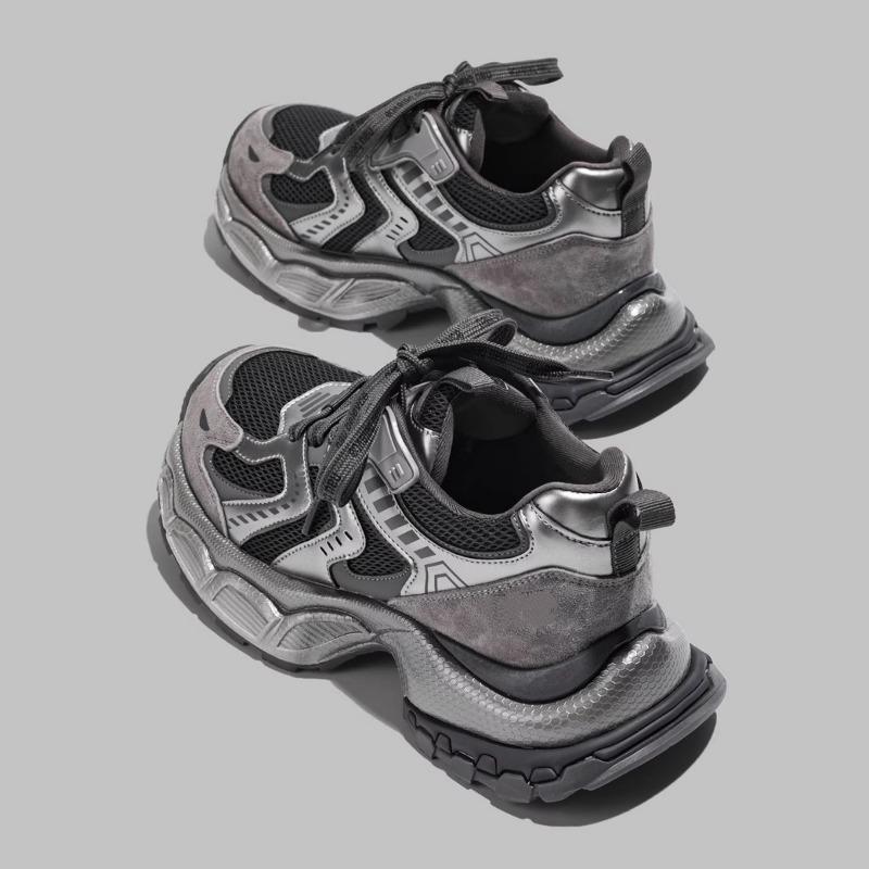 Retro contrasting color splicing platform shoes women's new fashionable versatile comfortable breathable casual sports shoes