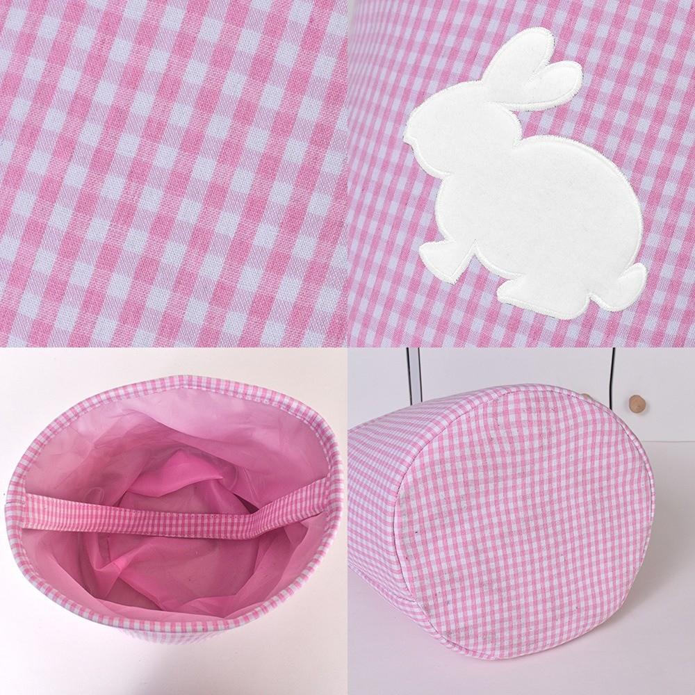 Cloth Easter Rabbit Basket Plaid Easter Egg Hunt Basket Tote Plaid Basket  Household Use