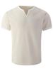 Mens Waffle Solid Color V Neck Short Sleeve Loose Casual T Shirt Mens Tops