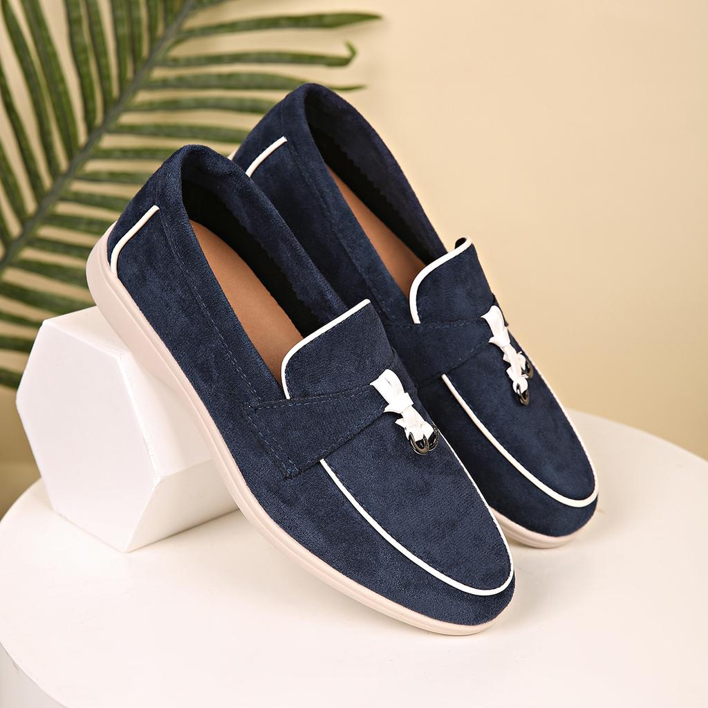 Vier Jahreszeiten Damen Wildleder Schleifen-Dekor Loafer Metallakzent Rutschfeste Flachsohle Zum Hineinschlüpfen Büroarbeit Tägliche Freizeit-Gehschuhe